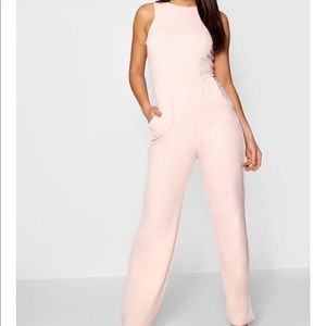 Round next textured Boohoo pink jumpsuit